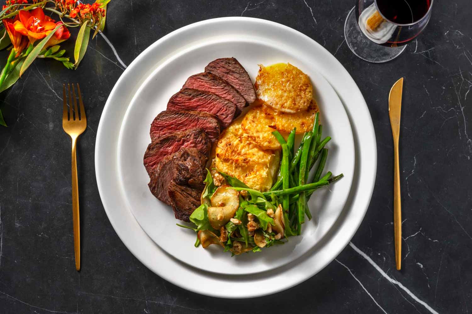 Pepper-crusted venison and dauphinoise potatoes recipe - Rest Less