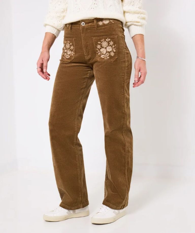 Stevie embroidered cord trousers