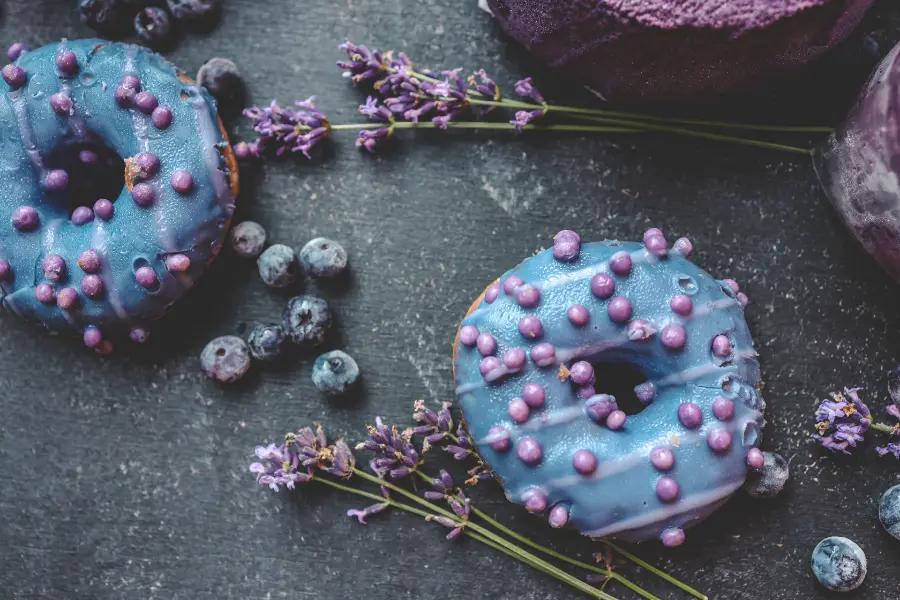 Blueberry and lavender doughnuts