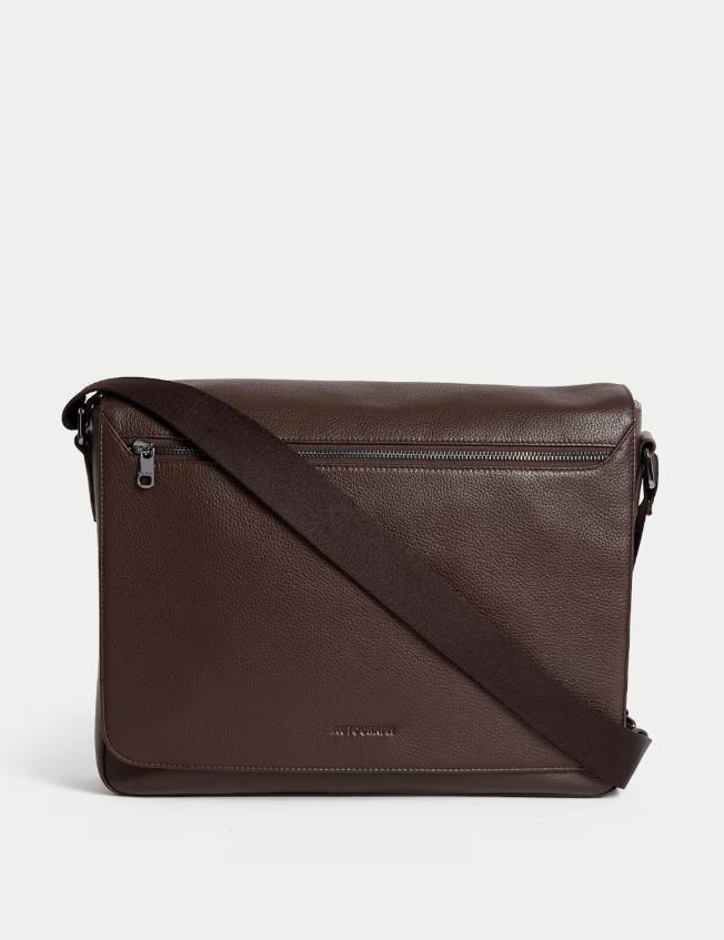 Leather Pebble Grain Messenger Bag