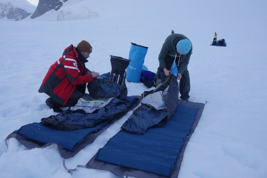 Camp overnight on the ice