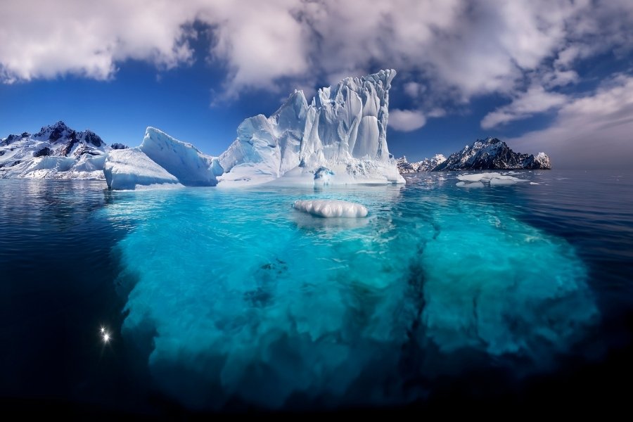 Cruise among icebergs in a Zodiac